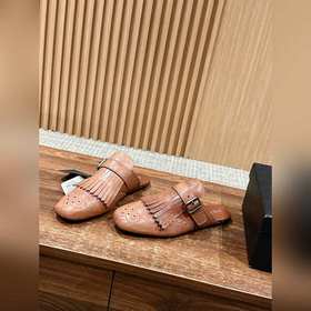 Prada Подиумная модель ретро туфли с бахромой, с ремешком и полуо