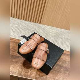 Prada Подиумная модель ретро туфли с бахромой, с ремешком и полуо