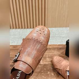 Prada Подиумная модель ретро туфли с бахромой, с ремешком и полуо