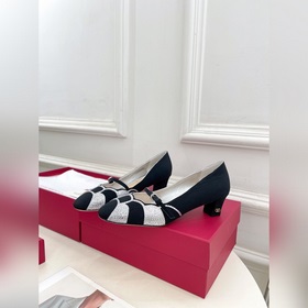 Valentino 2025 весна-лето новинки BOWOW шелковые туфли с бриллиан