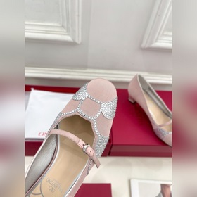 Valentino 2025 весна-лето новинки BOWOW шелковые туфли с бриллиан