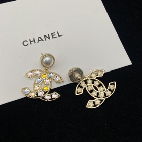 Серьги Chanel Double C с цветными звез