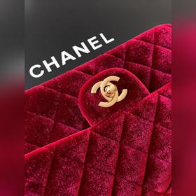Бургундская бархатная сумка Chanel： ро