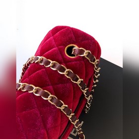 Бургундская бархатная сумка Chanel： ро