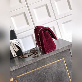 Бургундия 2.55 Chanel с двойным клапан