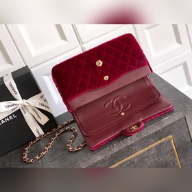 Бургундия 2.55 Chanel с двойным клапан