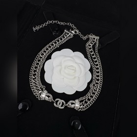 Новое серебряное колье Chanel с двойно