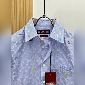 Новая полосатая хлопковая рубашка Gucc