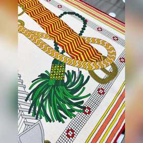 Шарф Hermès, ручной работы, сшитый с п