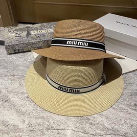 Шляпа из соломы с широкими полями Miu
