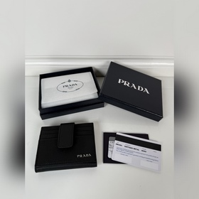 Мужской кожаный кошелек PRADA с откидн