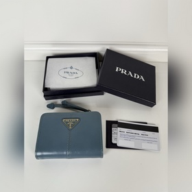 Кожаный кошелек PRADA из синей кожи с