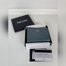 Кожаный кошелек PRADA из синей кожи с 