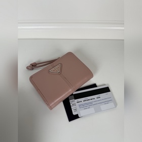 Короткий кожаный кошелек PRADA из теля