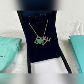 Колье Tiffany LOVE Heart с эмалью, зол