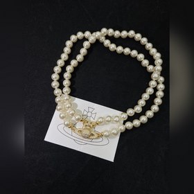 Двухслойное золотое жемчужное колье We