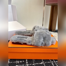 Тапочки Hermès 25SS Teddy Fur (официал