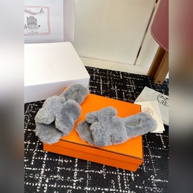 Тапочки Hermès 25SS Teddy Fur (официал