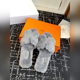 Тапочки Hermès 25SS Teddy Fur (официал