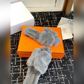 Тапочки Hermès 25SS Teddy Fur (официал