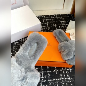 Тапочки Hermès 25SS Teddy Fur (официал