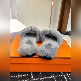 Тапочки Hermès 25SS Teddy Fur (официал