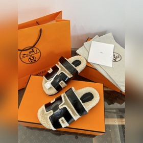 HERMES 2026 Тедди меховые тапочкиз вощ
