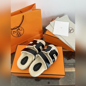 HERMES 2026 Тедди меховые тапочкиз вощ