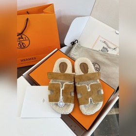 HERMES Классические тапочкиз плюша 