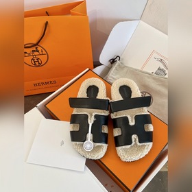 HERMES Классические тапочкиз плюша 