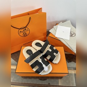 HERMES Классические тапочкиз плюша 
