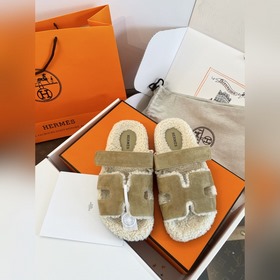 HERMES Классические тапочкиз плюша 