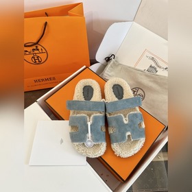 HERMES Классические тапочкиз плюша 