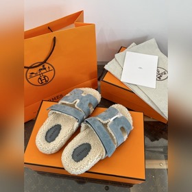 HERMES Классические тапочкиз плюша 