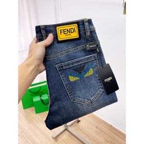 Мужские джинсы FENDI из ткани «Таннин»