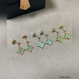 L1123 LV Серьги с квадратными камнями 