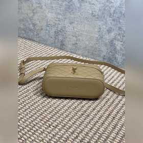 Коричнево-бежевая сумка YSL Gaby из ко