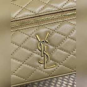 Коричнево-бежевая сумка YSL Gaby из ко