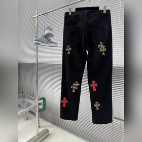 -Джинсы Chrome Hearts с крестом и леоп