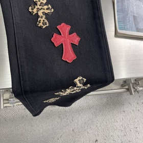 -Джинсы Chrome Hearts с крестом и леоп