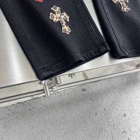 -Джинсы Chrome Hearts с крестом и леоп
