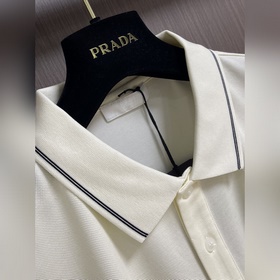 Хлопковая рубашка-поло Prada с вышитым