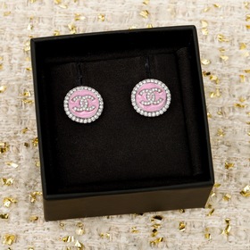 [CHANEL Черные круглые серьги-гвоздики