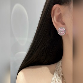 [CHANEL Черные круглые серьги-гвоздики