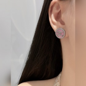 [CHANEL Черные круглые серьги-гвоздики
