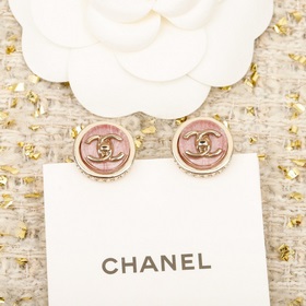 [CHANEL Розовые серьги-гвоздики с заст