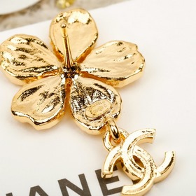 [CHANEL Золотые серьги-гвоздики с двой