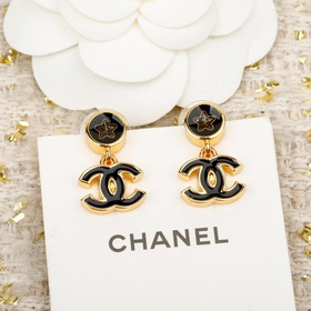 [CHANEL Золотисто-черные серьги-кольца