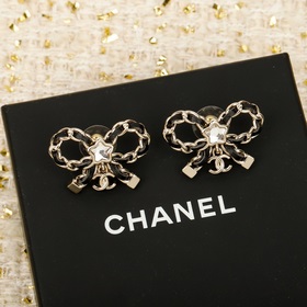 [Серьги Chanel с черным бантиком] Нов