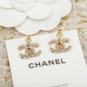 [CHANEL 25K черно-розовые серьги-гвозд